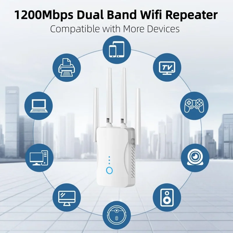 Wifi Range Extender - 1200Mbps 듀얼 밴드 WiFi 리피터 무선