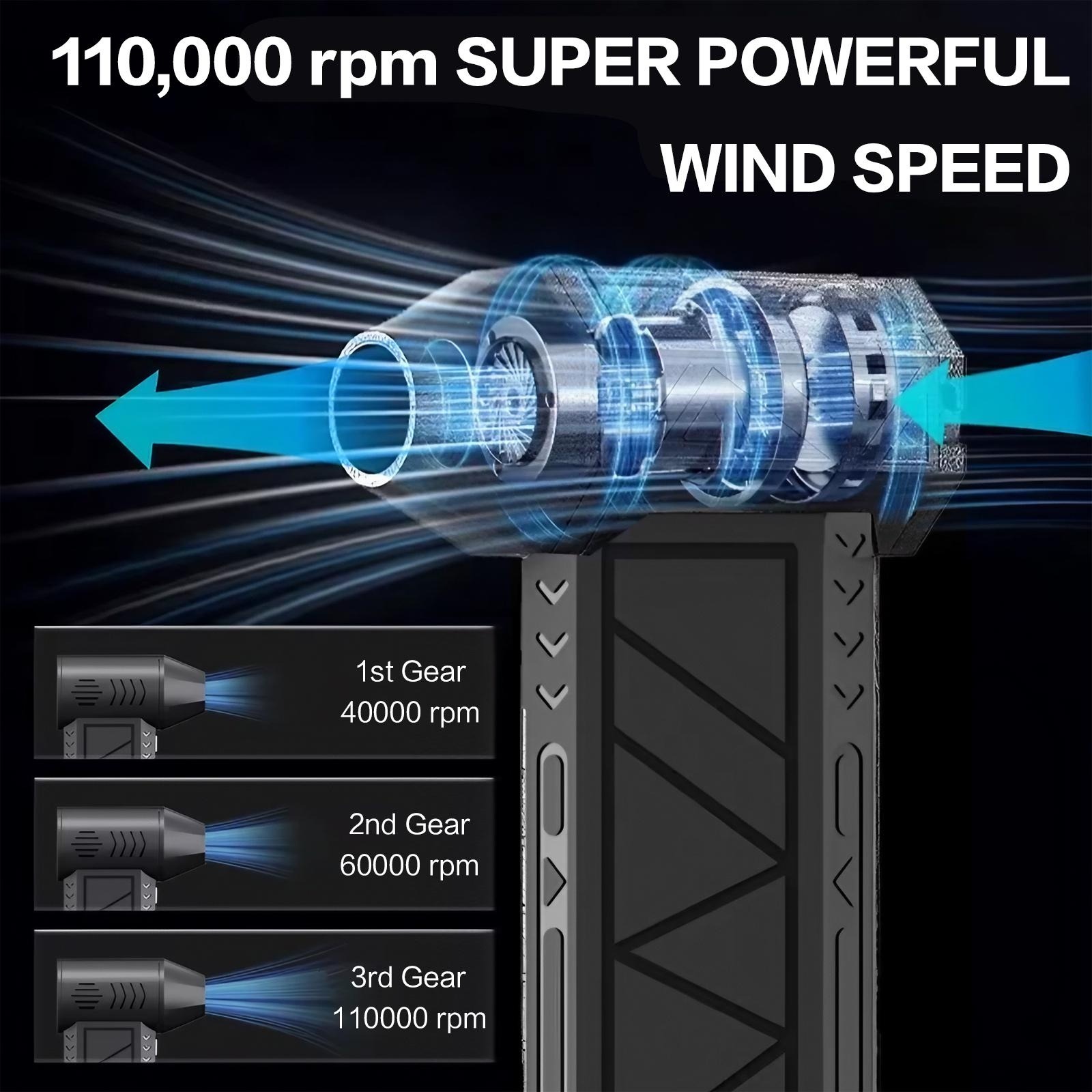 110000 RPM 전동 에어 블로워 3단 속도 무선  - Home Office Tech Gadgets 리뷰 및 가격