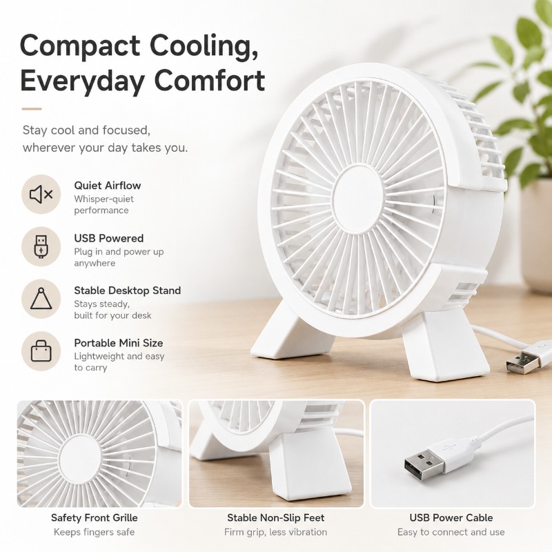 미니 USB 충전식 테이블 팬 학생 기숙사 컴퓨터용 휴 - Home Office Tech Gadgets 리뷰 및 가격