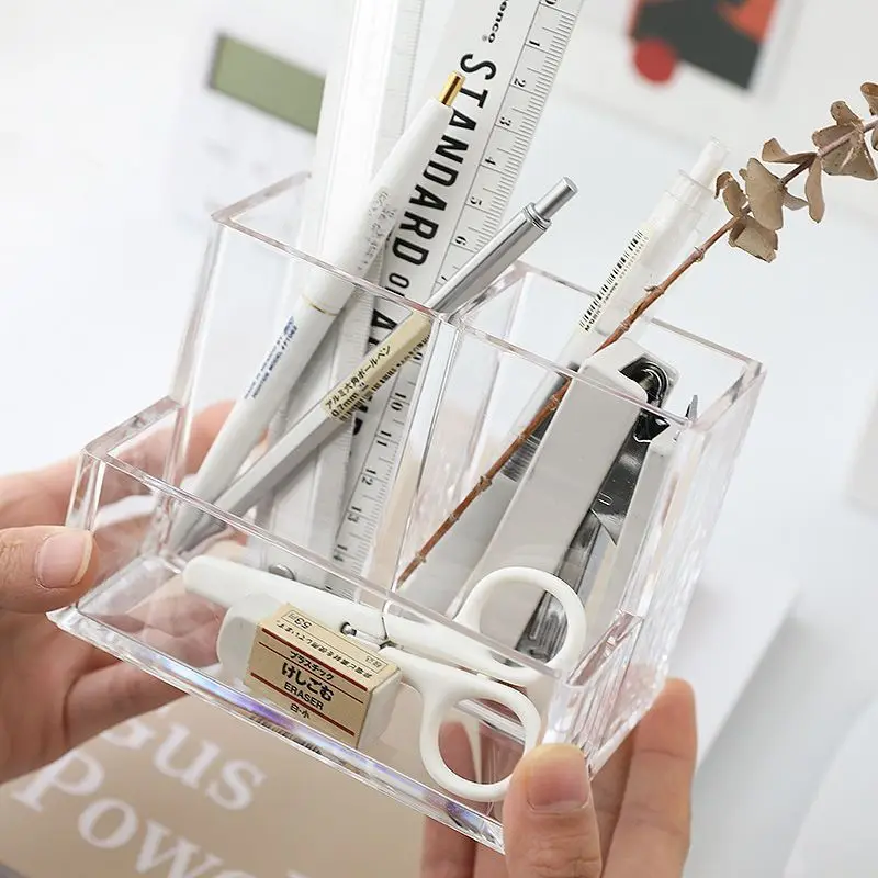 간단한 아크릴 투명 3 칸 펜꽂이 학생 데스크탑 정리함 - Home Office Tech Gadgets 리뷰 및 가격