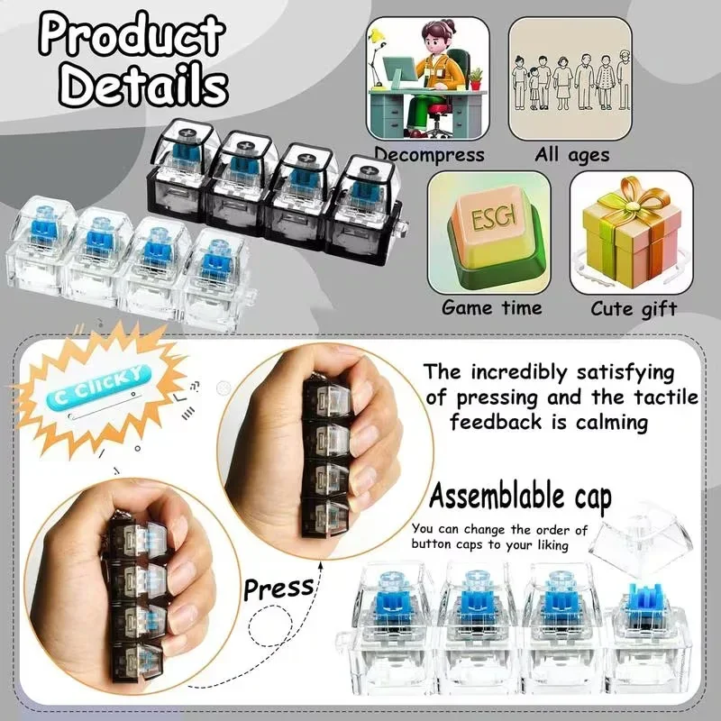 1pcs LED 키보드 키캡 스트레스 릴리프 키체인 4 - Office Productivity Tech 리뷰 및 가격